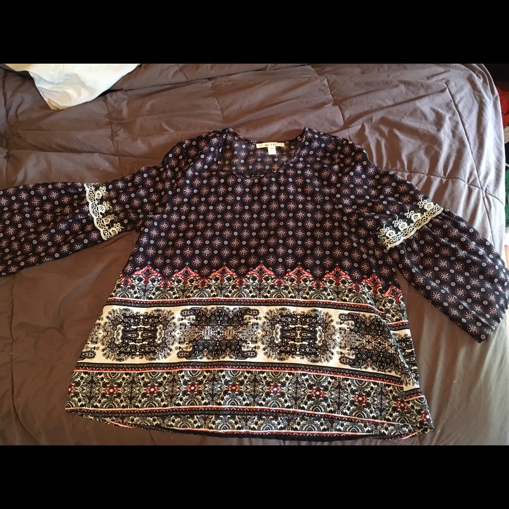Patterned Bell Sleeve Top
